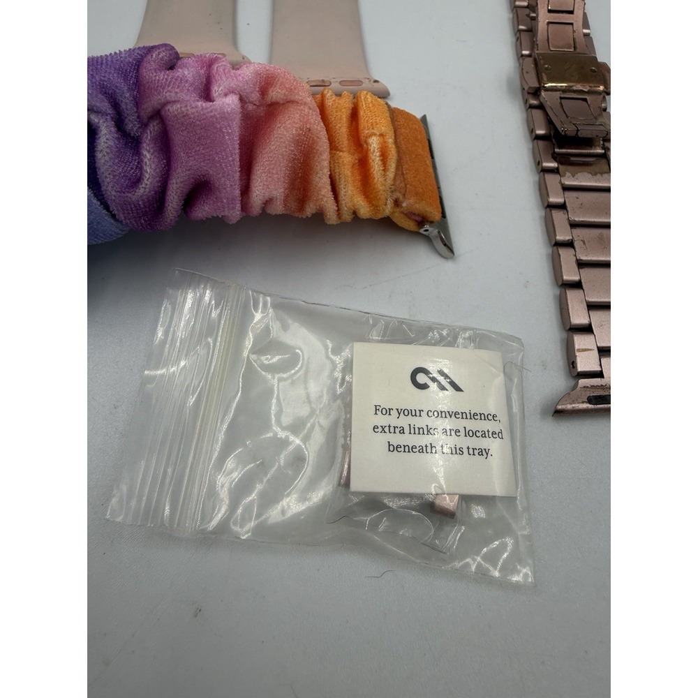 Lot Of Apple Watch Bands, Variety, Rose Gold Steel, Scrunchie, & Plastic & LINKS - Picture 2 of 13
